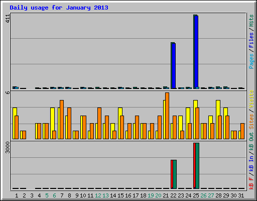 Daily usage for January 2013