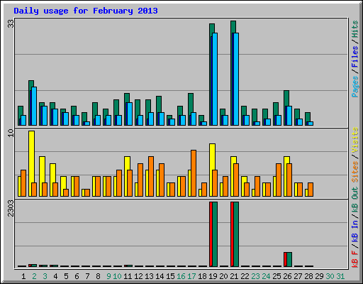 Daily usage for February 2013