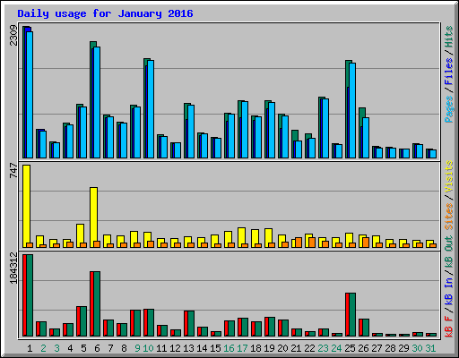 Daily usage for January 2016