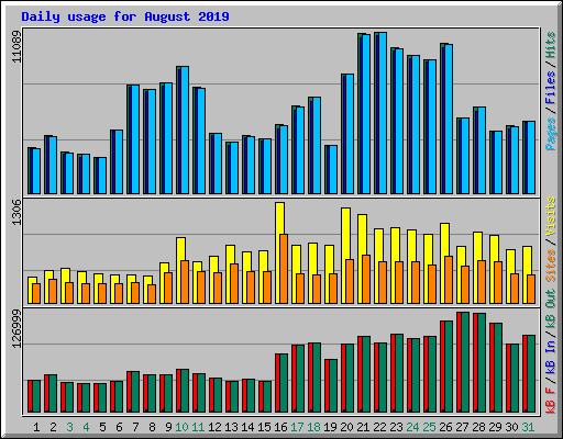 Daily usage for August 2019