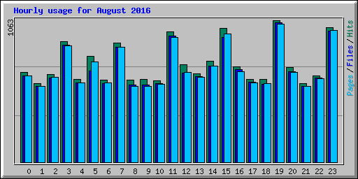 Hourly usage for August 2016