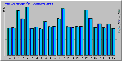 Hourly usage for January 2018